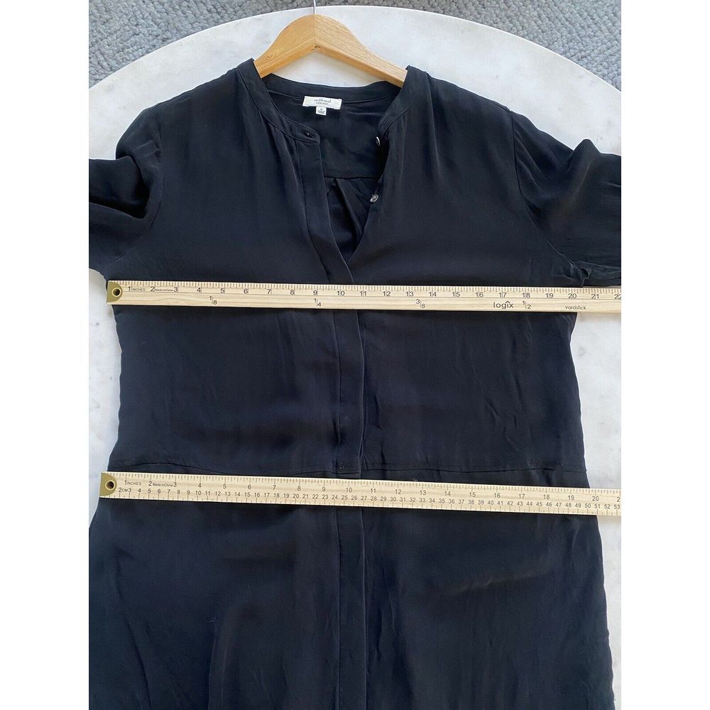 Wilfred Aritzia Women's M Bossut 100% SILK Shirt Dress Black Long Sleeve Button - Picture 8 of 10